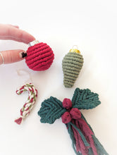Load image into Gallery viewer, Macrame Christmas Ornament Set - Red &amp; Green
