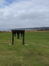 Load image into Gallery viewer, Black Macrame Wedding Backdrop // Macrame Ceremony Arch String Theories Fiber Design