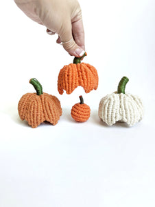 Macrame Fiber Sculptures Pumpkins Tea Light Covers