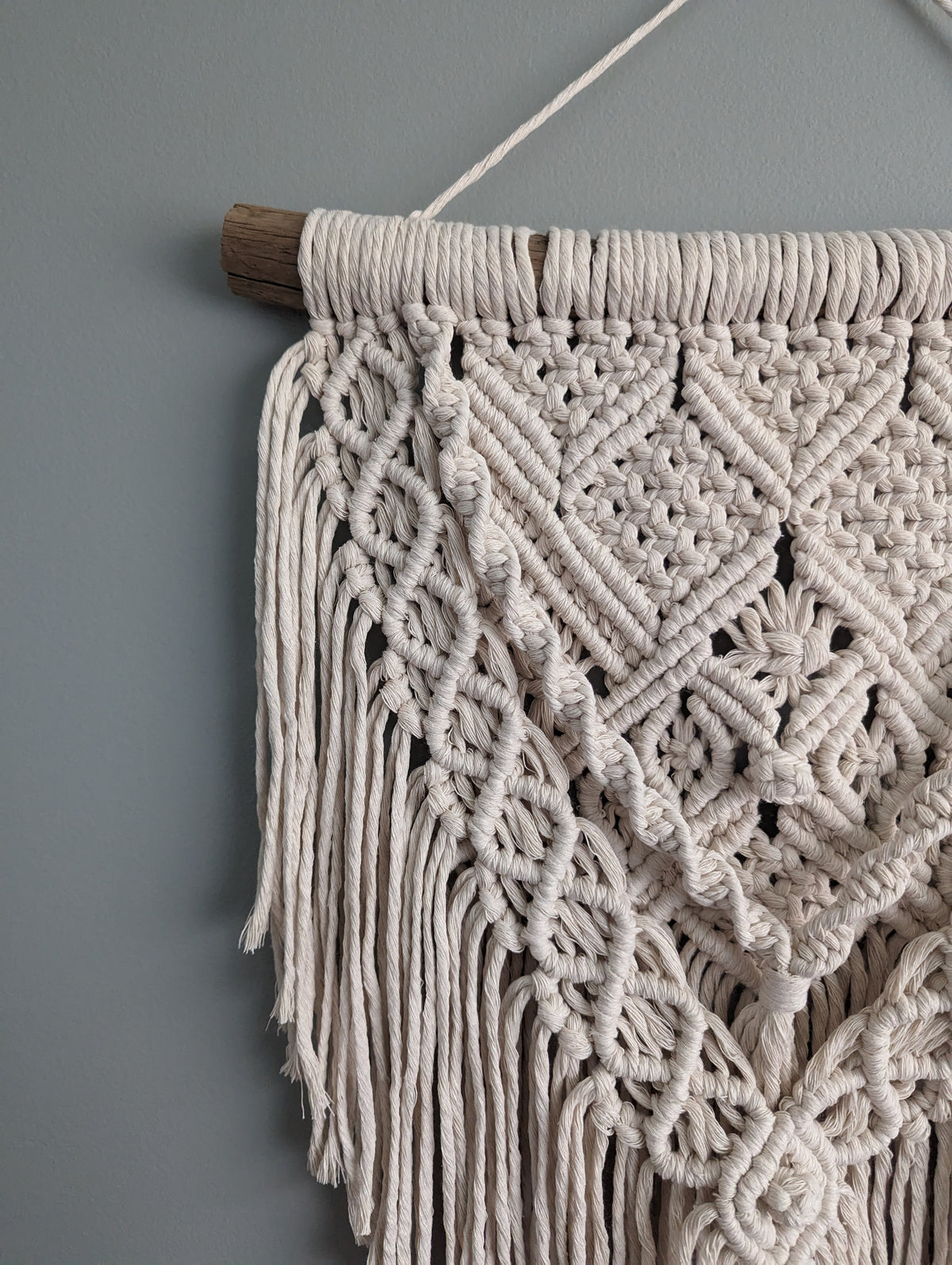 Macrame Textured Neutral Wall Hanging with Fringe