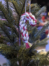Load image into Gallery viewer, Macrame Christmas Tree Candy Cane Ornament