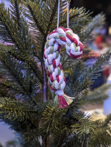Macrame Christmas Tree Candy Cane Ornament
