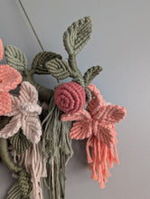 Load image into Gallery viewer, Macrame Boho Floral Wall Hanging Sculpture - Cream & Sage