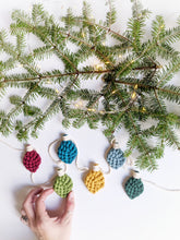 Load image into Gallery viewer, Macrame Christmas Ornament Light Bulb