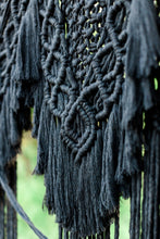 Load image into Gallery viewer, Black Macrame Wedding Backdrop // Macrame Ceremony Arch String Theories Fiber Design