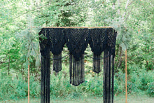 Load image into Gallery viewer, Black Macrame Wedding Backdrop // Macrame Ceremony Arch String Theories Fiber Design