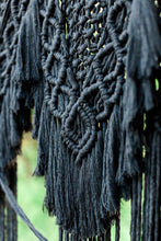 Load image into Gallery viewer, Black Macrame Wedding Backdrop // Macrame Ceremony Arch String Theories Fiber Design