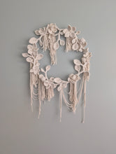 Load image into Gallery viewer, Cream Leaf and Floral Bouquet Circular Hoop Wall Hanging