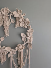 Load image into Gallery viewer, Cream Leaf and Floral Bouquet Circular Hoop Wall Hanging