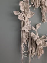 Load image into Gallery viewer, Cream Leaf and Floral Bouquet Circular Hoop Wall Hanging