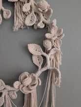 Load image into Gallery viewer, Cream Leaf and Floral Bouquet Circular Hoop Wall Hanging