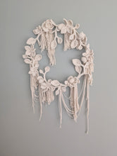 Load image into Gallery viewer, Cream Leaf and Floral Bouquet Circular Hoop Wall Hanging