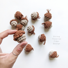 Load image into Gallery viewer, Macrame Mini Fiber Sculptures ornament Acorns String Theories Fiber Design