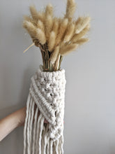 Load image into Gallery viewer, Macrame Wedding Bouquet Wrap in Bright White String Theories Fiber Design