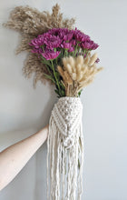 Load image into Gallery viewer, Macrame Wedding Bouquet Wrap in Bright White String Theories Fiber Design
