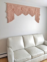 Load image into Gallery viewer, Pink Macrame Wedding Backdrop // Macrame Ceremony Arch String Theories Fiber Design