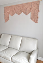 Load image into Gallery viewer, Pink Macrame Wedding Backdrop // Macrame Ceremony Arch String Theories Fiber Design