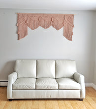 Load image into Gallery viewer, Pink Macrame Wedding Backdrop // Macrame Ceremony Arch String Theories Fiber Design
