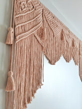 Load image into Gallery viewer, Pink Macrame Wedding Backdrop // Macrame Ceremony Arch String Theories Fiber Design