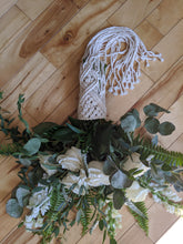 Load image into Gallery viewer, Macrame Wedding Bouquet Wrap in Cream String Theories Fiber Design