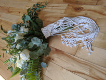Load image into Gallery viewer, Macrame Wedding Bouquet Wrap in Cream String Theories Fiber Design