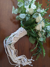 Load image into Gallery viewer, Macrame Wedding Bouquet Wrap in Cream String Theories Fiber Design