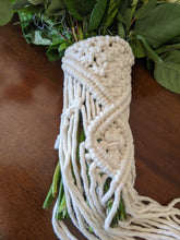 Load image into Gallery viewer, Macrame Wedding Bouquet Wrap in Cream String Theories Fiber Design