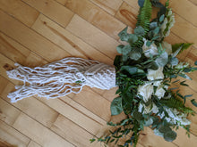 Load image into Gallery viewer, Macrame Wedding Bouquet Wrap in Bright White String Theories Fiber Design