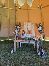 Load image into Gallery viewer, Macrame Wedding Backdrop // Macrame Ceremony Arch String Theories Fiber Design