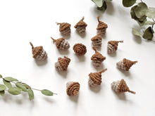 Load image into Gallery viewer, Macrame Mini Fiber Sculptures ornament Acorns String Theories Fiber Design