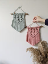 Load image into Gallery viewer, Macrame Mini - Rose/Glacier - Extra Soft Fringe String Theories Fiber Design