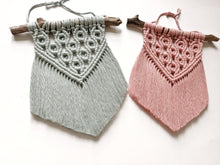 Load image into Gallery viewer, Macrame Mini - Rose/Glacier - Extra Soft Fringe String Theories Fiber Design