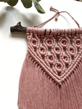Load image into Gallery viewer, Macrame Mini - Rose/Glacier - Extra Soft Fringe String Theories Fiber Design