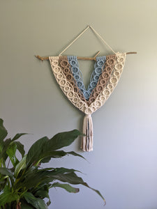 Macrame Bubbles Wall Hanging on Driftwood String Theories Fiber Design