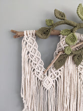 Load image into Gallery viewer, Flower Crown Macrame Hanging - Natural & Olive/Avocado String Theories Fiber Design