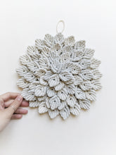 Load image into Gallery viewer, Macrame Hydrangea - Pale Blue String Theories Fiber Design