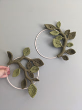 Load image into Gallery viewer, Macrame Leaf & Vines Hoops String Theories Fiber Design
