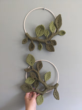 Load image into Gallery viewer, Macrame Leaf & Vines Hoops String Theories Fiber Design