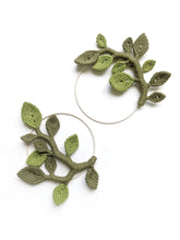 Load image into Gallery viewer, Macrame Leaf & Vines Hoops String Theories Fiber Design