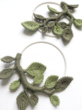 Load image into Gallery viewer, Macrame Leaf & Vines Hoops String Theories Fiber Design