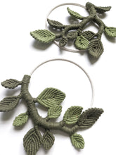 Load image into Gallery viewer, Macrame Leaf & Vines Hoops String Theories Fiber Design