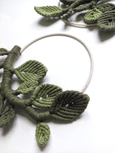 Load image into Gallery viewer, Macrame Leaf & Vines Hoops String Theories Fiber Design