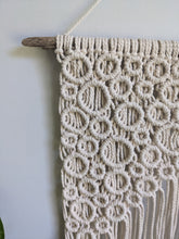 Load image into Gallery viewer, Macrame Asymmetric Bubble Wall Hanging String Theories Fiber Design