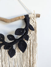 Load image into Gallery viewer, Flower Crown Macrame Hanging - Small - Natural & Black