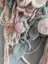 Load image into Gallery viewer, Macrame Boho Floral Wall Hanging Sculpture