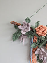 Load image into Gallery viewer, Macrame Boho Floral Wall Hanging Sculpture