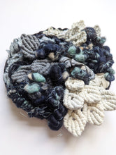 Load image into Gallery viewer, Woven Mermaid Scale Wall Hanging - Indigo - Macrame Sculptural Weaving
