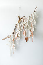 Load image into Gallery viewer, Macrame Wall Hanging Sculpture - Draped Silk - Copper Leaves String Theories Fiber Design