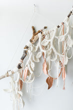 Load image into Gallery viewer, Macrame Wall Hanging Sculpture - Draped Silk - Copper Leaves String Theories Fiber Design