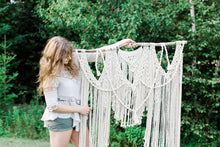 Load image into Gallery viewer, Macrame Wedding Backdrop // Macrame Ceremony Arch String Theories Fiber Design